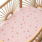 Pink heart cot sheet for baby bedding in soft cotton jersey
