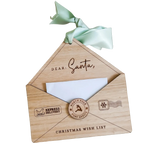 Dear Santa wish list envelope ornament by Little Rabbit Lane wooden Christmas keepsake for letters to Santa