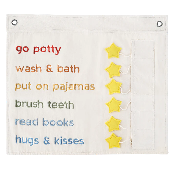 bedtime routine chart kids fabric banner