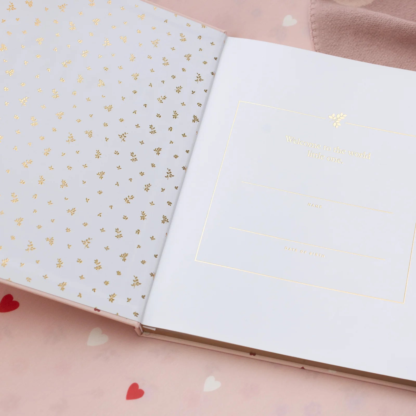 Baby milestone book pink heart design for newborn memories and keepsakes