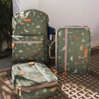 set of Fox & Fallow backpack for kids, perfect for school, daycare and everyday use. Spacious, practical and designed for little adventures. Personalisation of embroidery with name also available on bags in 2 placements. This print is dinos with matching lunch bags in 2 sizes
