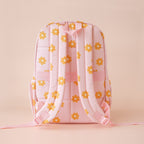 back view of straps on Fox & Fallow backpack for kids, perfect for school, daycare and everyday use. Spacious, practical and designed for little adventures. Personalisation of embroidery with name also available on bags in 2 placements. This print is daisy chain