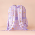 back straps on Fox & Fallow backpack for kids, perfect for school, daycare and everyday use. Spacious, practical and designed for little adventures. Personalisation of embroidery with name also available on bags in 2 placements. This print is unicorns