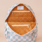 inside view Fox & Fallow sage check backpack kids school bag