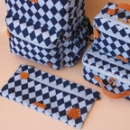 Navy Diamonds Large Pencil Case - Fox & Fallow