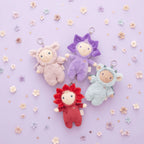 dinky bag charms by olli ella collection dragon, rose, violet and unicorn