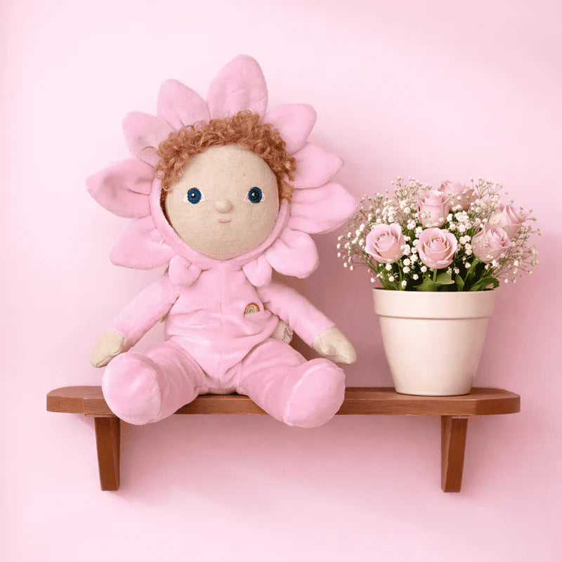 Olli Ella Magnolia Dinky Dinkum doll in floral pink outfit
