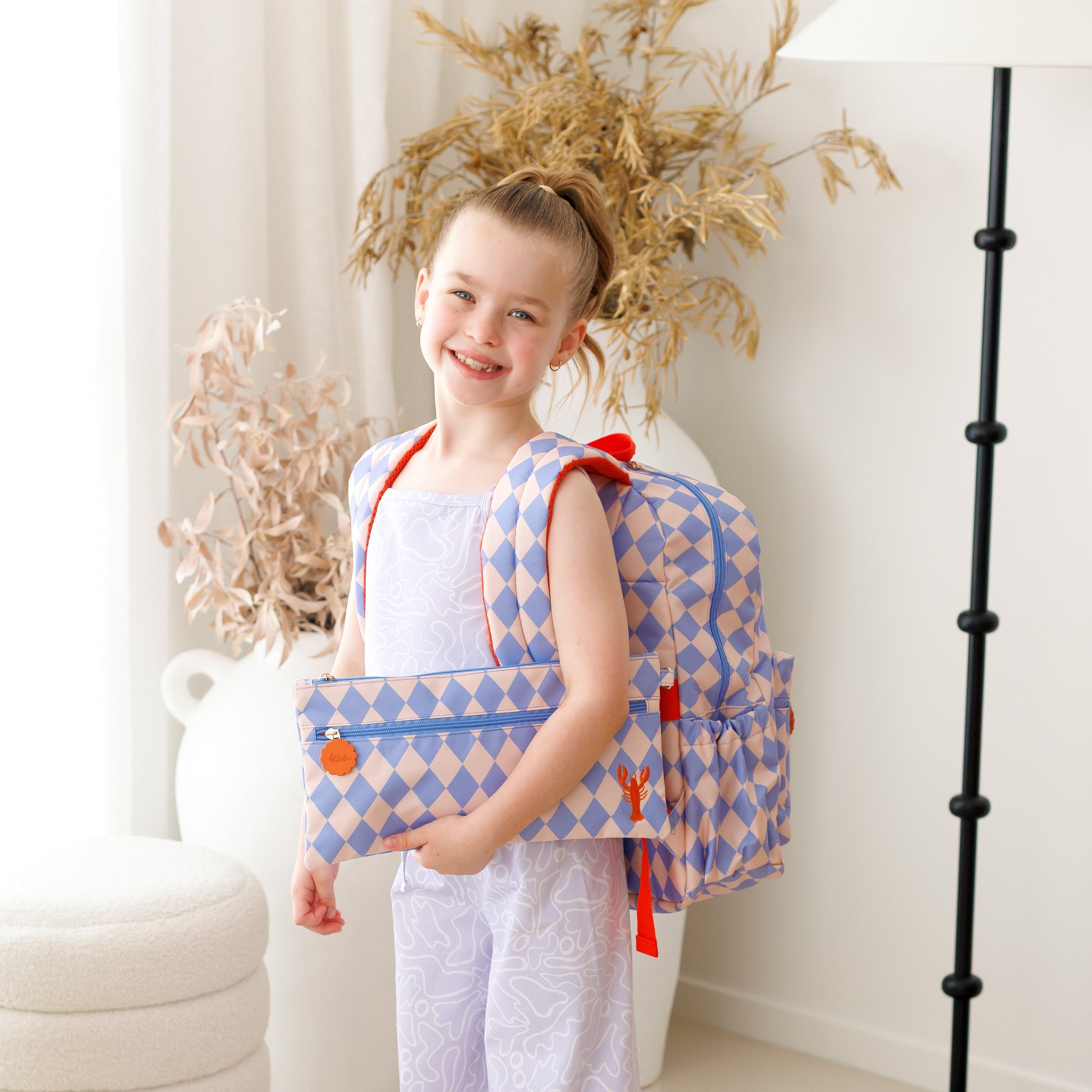 Blue Diamonds Large Pencil Case - Fox & Fallow