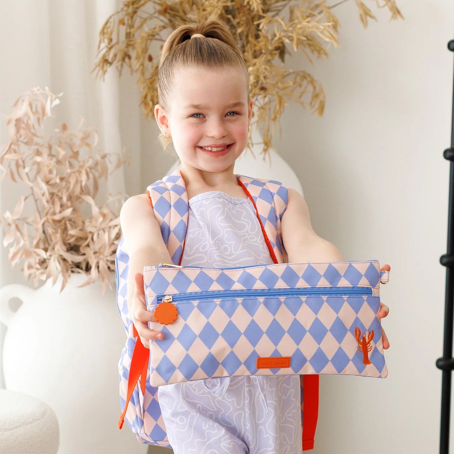 Blue Diamonds Large Pencil Case - Fox & Fallow