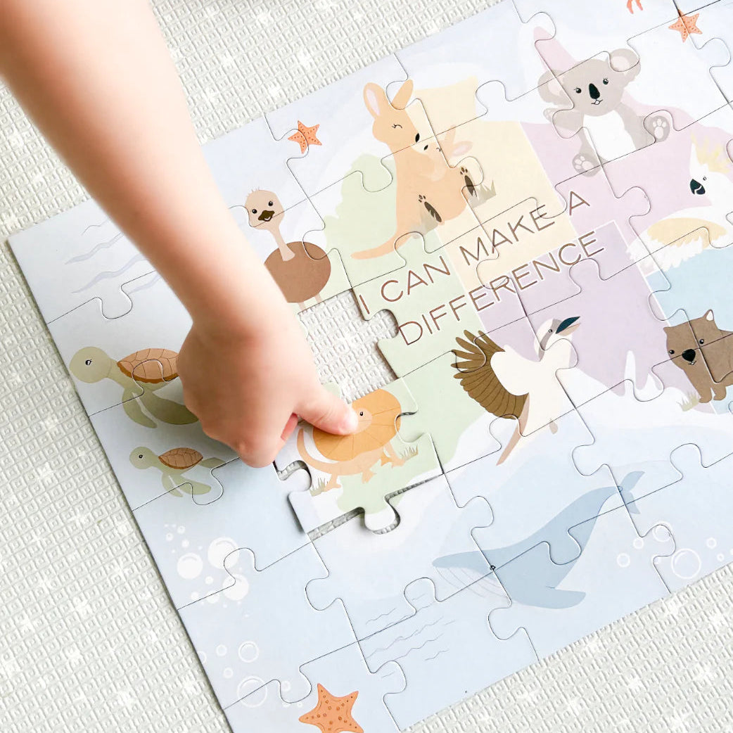 Double-sided Australian animals positive affirmations puzzle for children