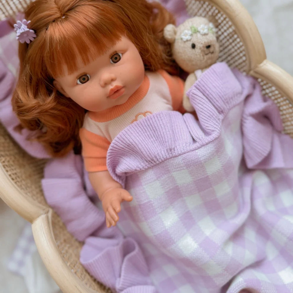 Lilac Gingham Doll Bedding Set - SALLI Collective