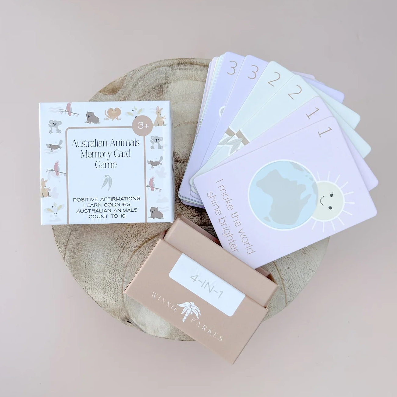 4 in 1 Australian animals memory card game for children