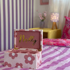 personalised jewellery box with gold name on inside lid