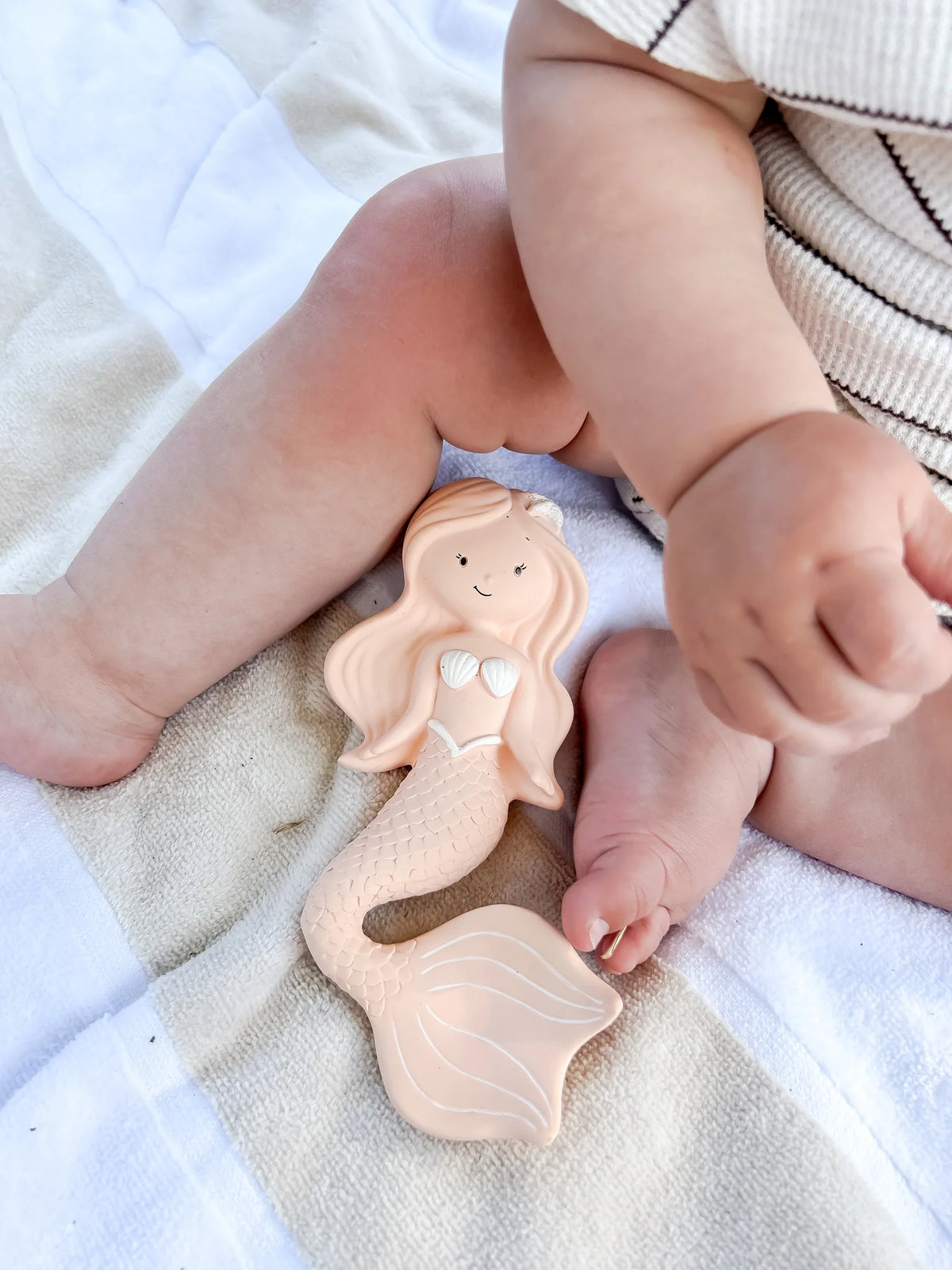 Peach Maeve the Mermaid Natural Rubber Teether Toy - Winnie Parkes