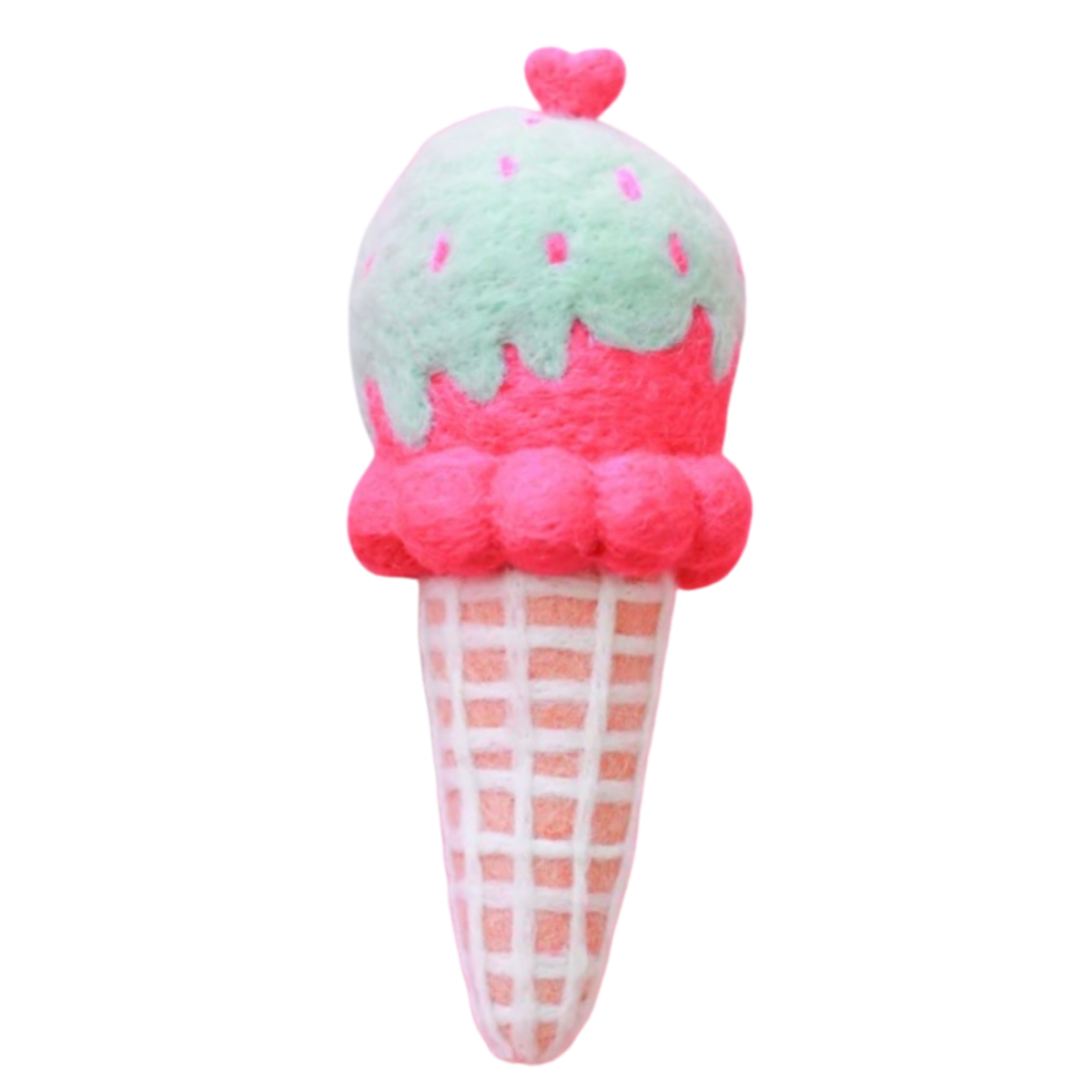 Raspberry Pistachio Ice-Cream Cone Felt Food - Juni Moon