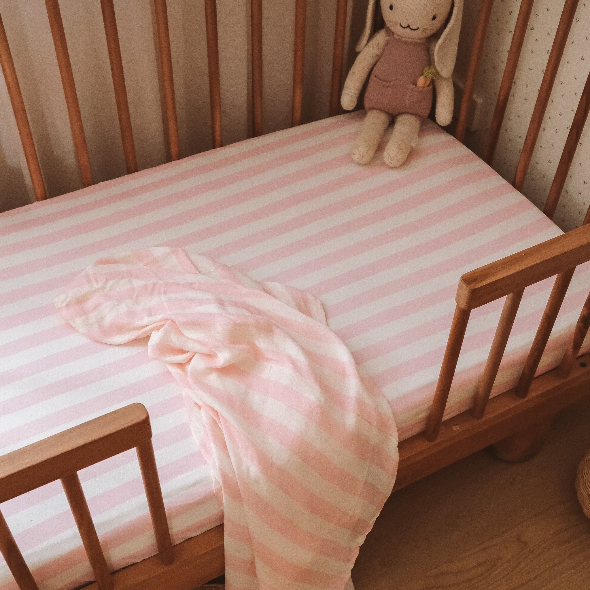 Organic Fitted Cot Sheet | Petal Stripe