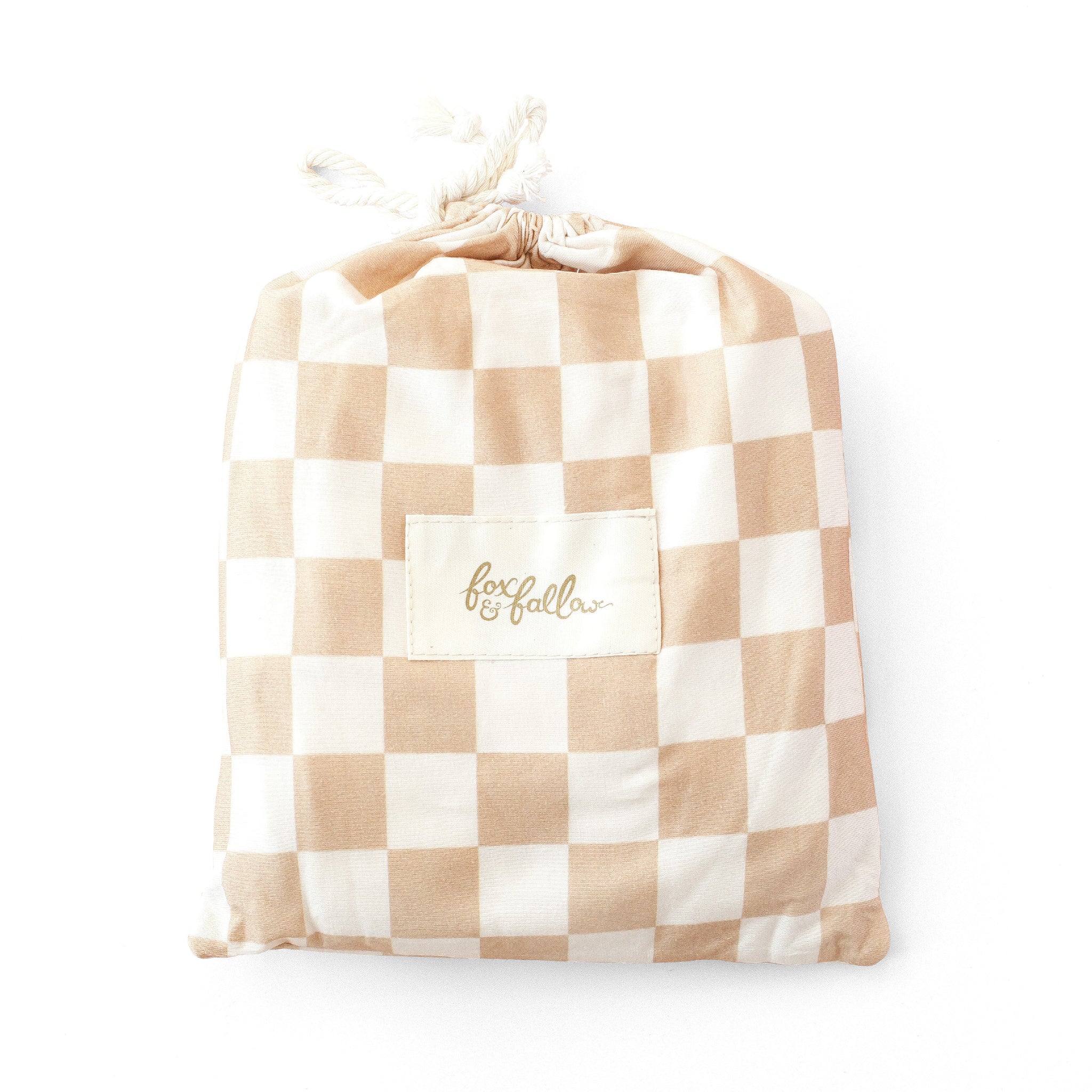 Organic Fitted Cot Sheet | Caramel Check