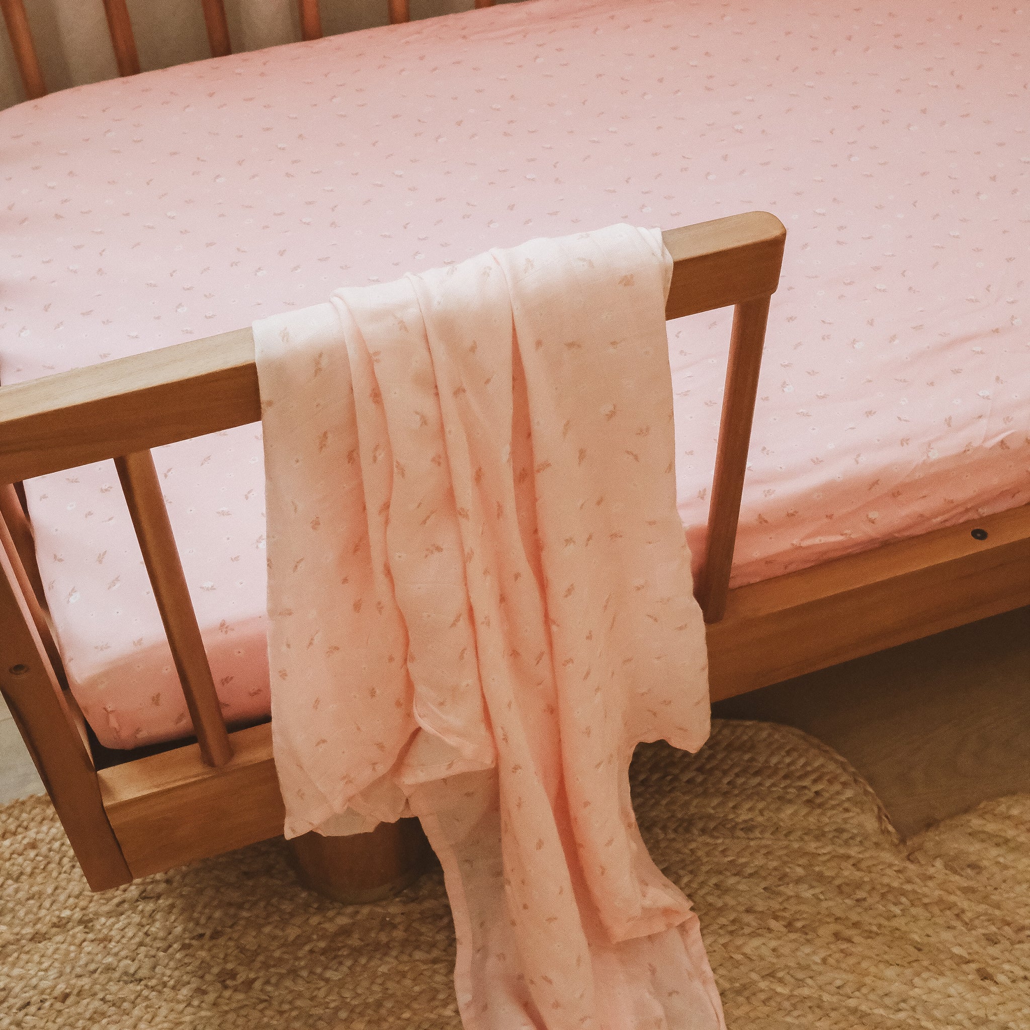 Organic Fitted Cot Sheet | Dusty Roses