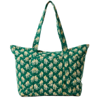 cheetah print tote bag in green with large carry handles