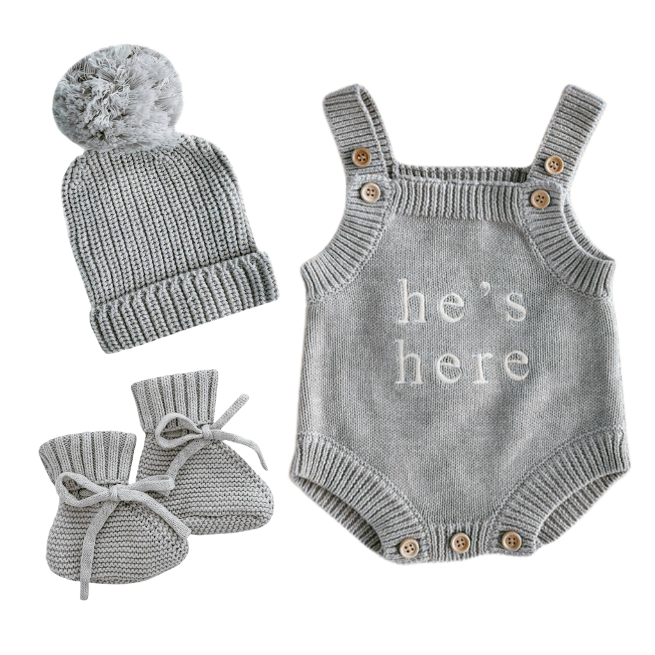 He's Here - Singlet Romper | Announcement Bundle