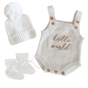 Hello World - Singlet Romper w/ Beanie | Announcement Bundle