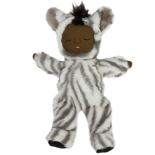 Mini Zebra Cozy Dinkum doll full view striped plush toy