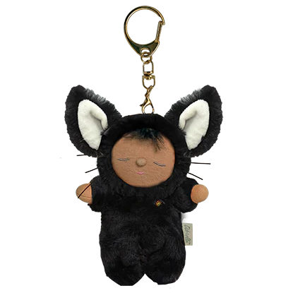 Olli Ella Cat Nox cozy bag charm plush black cat keychain

