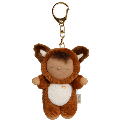 Olli Ella Fox Finnley cozy bag charm plush fox keychain

