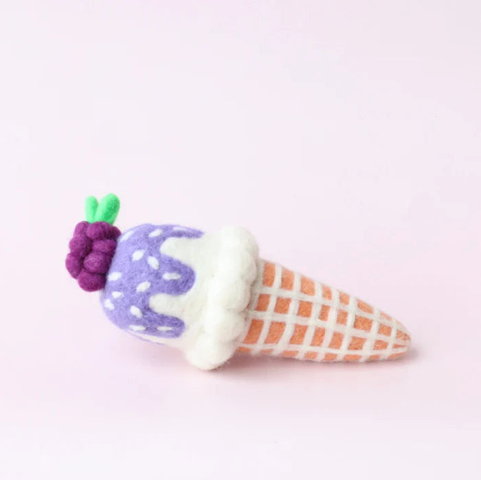 Blackberry Ice-Cream Cone Felt Food - Juni Moon