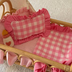 Pink Gingham Doll Bedding Set - SALLI Collective