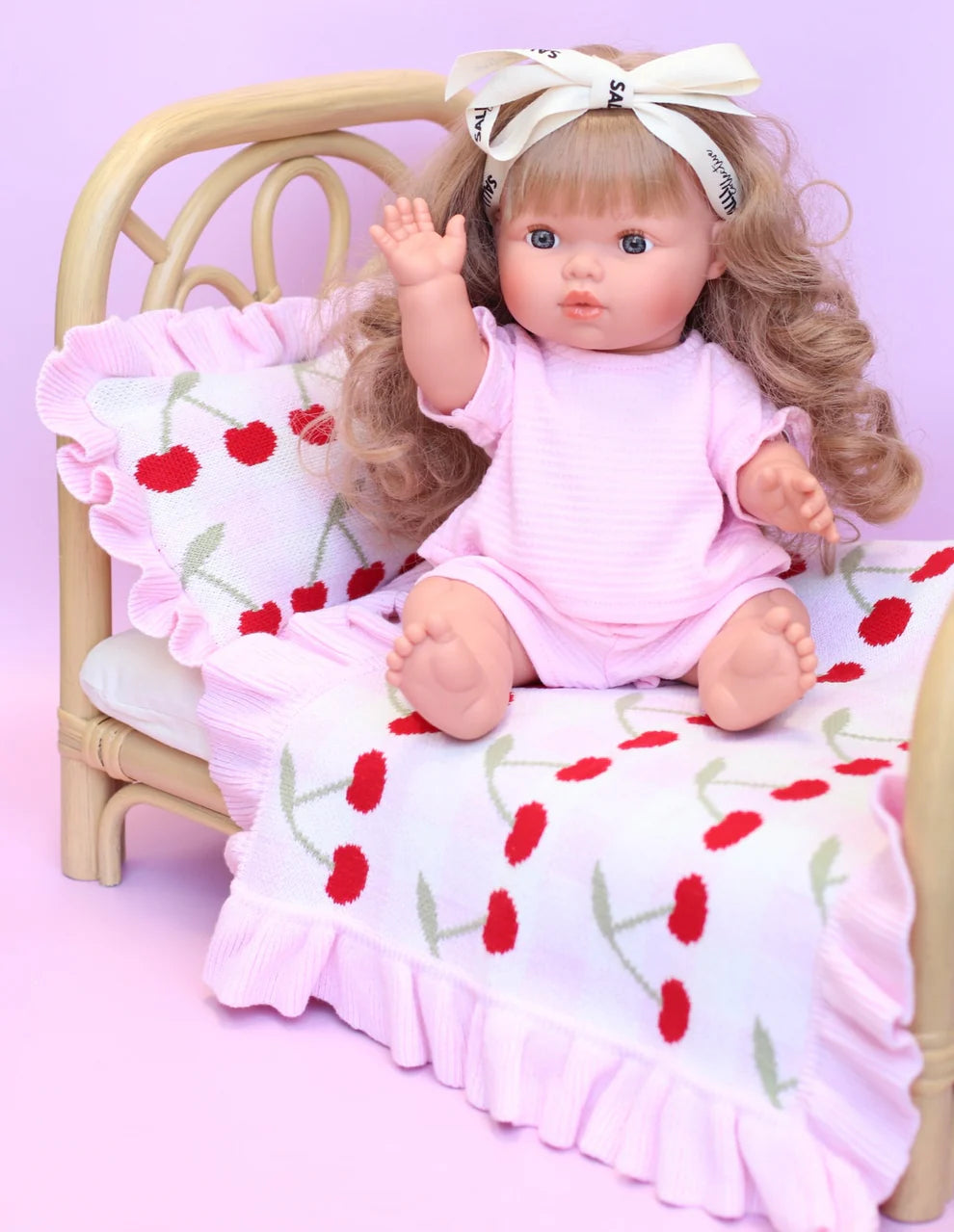 Cherry Gingham Doll Bedding Set - SALLI Collective