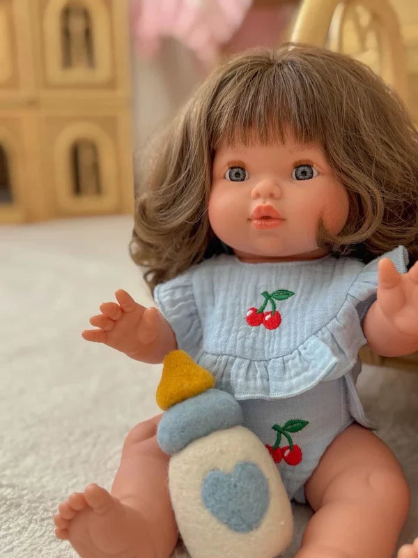 Cherry Dolls Frilled Bib & Diaper Set - SALLI Collective