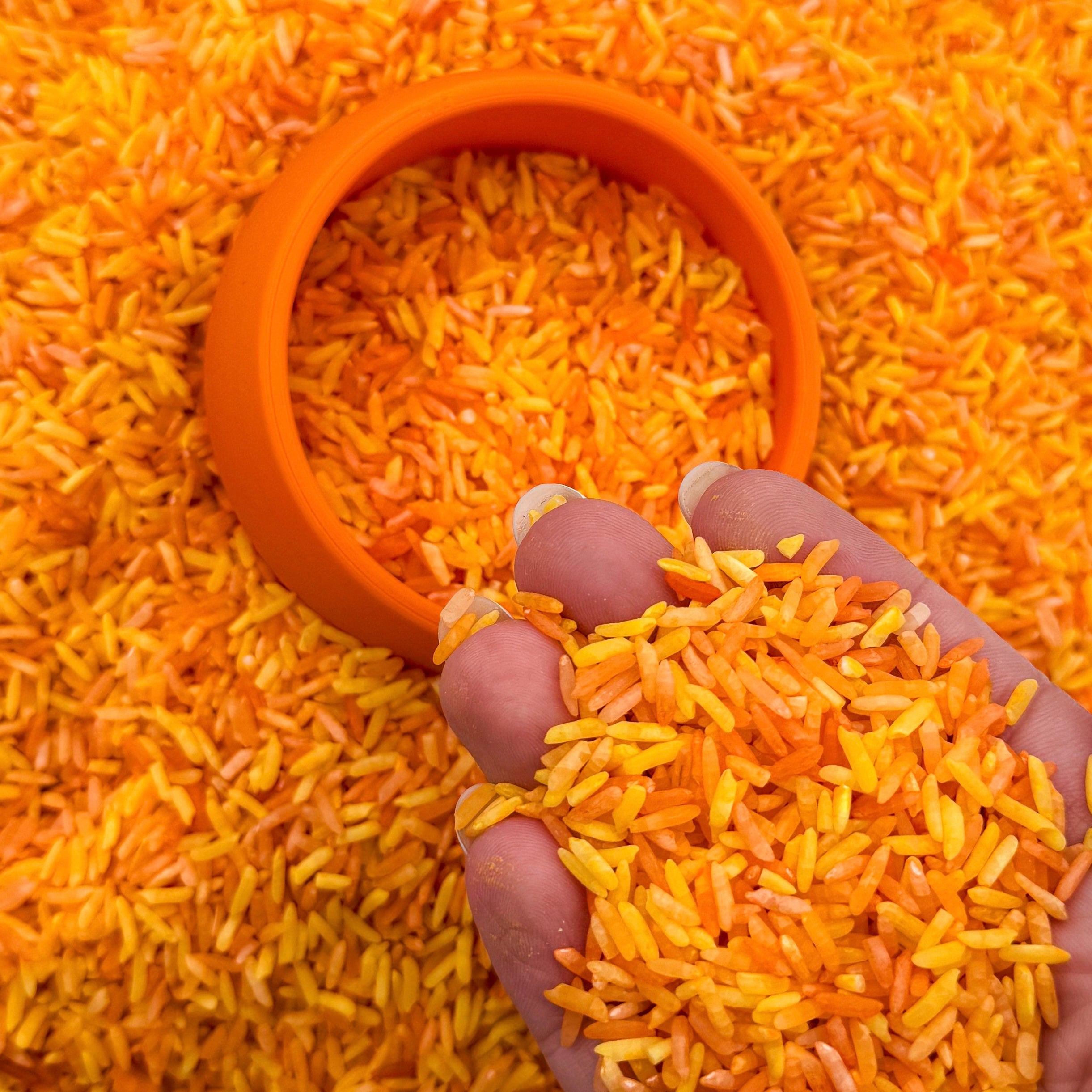 Pumpkin Patch Orange Rice Sensory Base - Honey Hollow