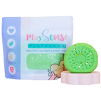 Image of dough by the brand playsense. Great for sensory play and being creative, also fine motor development. Dough is non toxic with all natural ingredients so safe for little hands. Colour and scent is glitter pastel green fresh cucumber