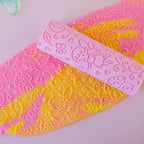 Image of eco textured dough roller designed with fun patterns and to be used with sensory like playdough or can be used for cooking dough. Textured roller is in the pattern fairy