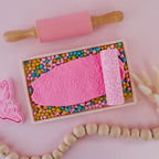 Image of eco textured dough roller designed with fun patterns and to be used with sensory like playdough or can be used for cooking dough. Textured roller is in the pattern fairy