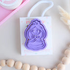 photoshoot image of playdough/clay stamp and cutter. Eco-friendly sensory play tool by brand playsense perfect for creative and imaginative play. can also be used for cookies and baking. pictured is princess