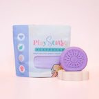 Image of dough by the brand playsense. Great for sensory play and being creative, also fine motor development. Dough is non toxic with all natural ingredients so safe for little hands. Colour and scent is Pastel Purple Bubblegum 