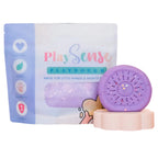 Image of dough by the brand playsense. Great for sensory play and being creative, also fine motor development. Dough is non toxic with all natural ingredients so safe for little hands. Colour and scent glitter pastel purple bubblegum