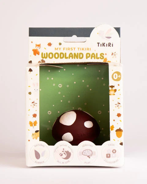 Mushroom Natural Rubber Rattle & Teether/Bath Toy - Tikiri