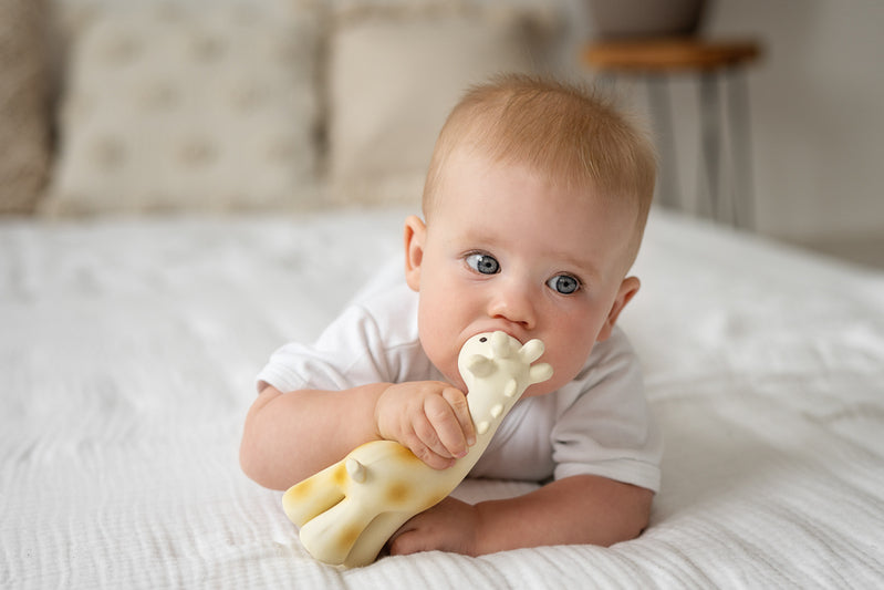 Giraffe Natural Rubber Rattle & Teether/Bath Toy - Tikiri