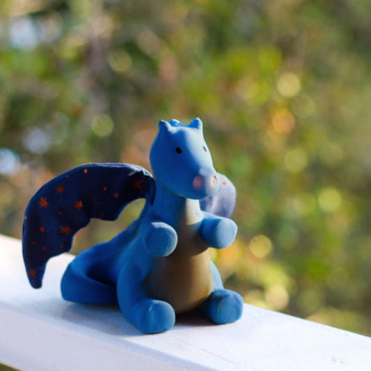 Midnight Dragon Natural Rubber Rattle & Teether/Bath Toy - Tikiri