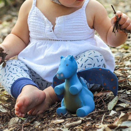 Midnight Dragon Natural Rubber Rattle & Teether/Bath Toy - Tikiri