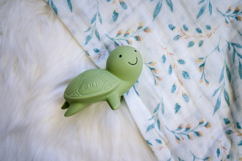 Turtle Natural Rubber Rattle & Teether/Bath Toy - Tikiri