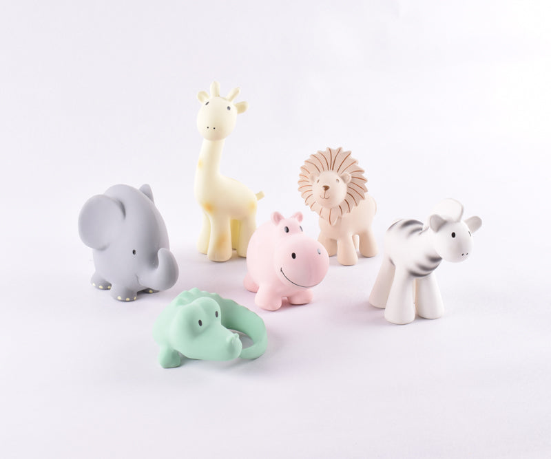 Zoo (Set of 6) Rubber Rattle & Teether/Bath Toys - Tikiri