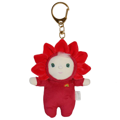 Olli Ella rose dinky bag charm plush flower keychain
