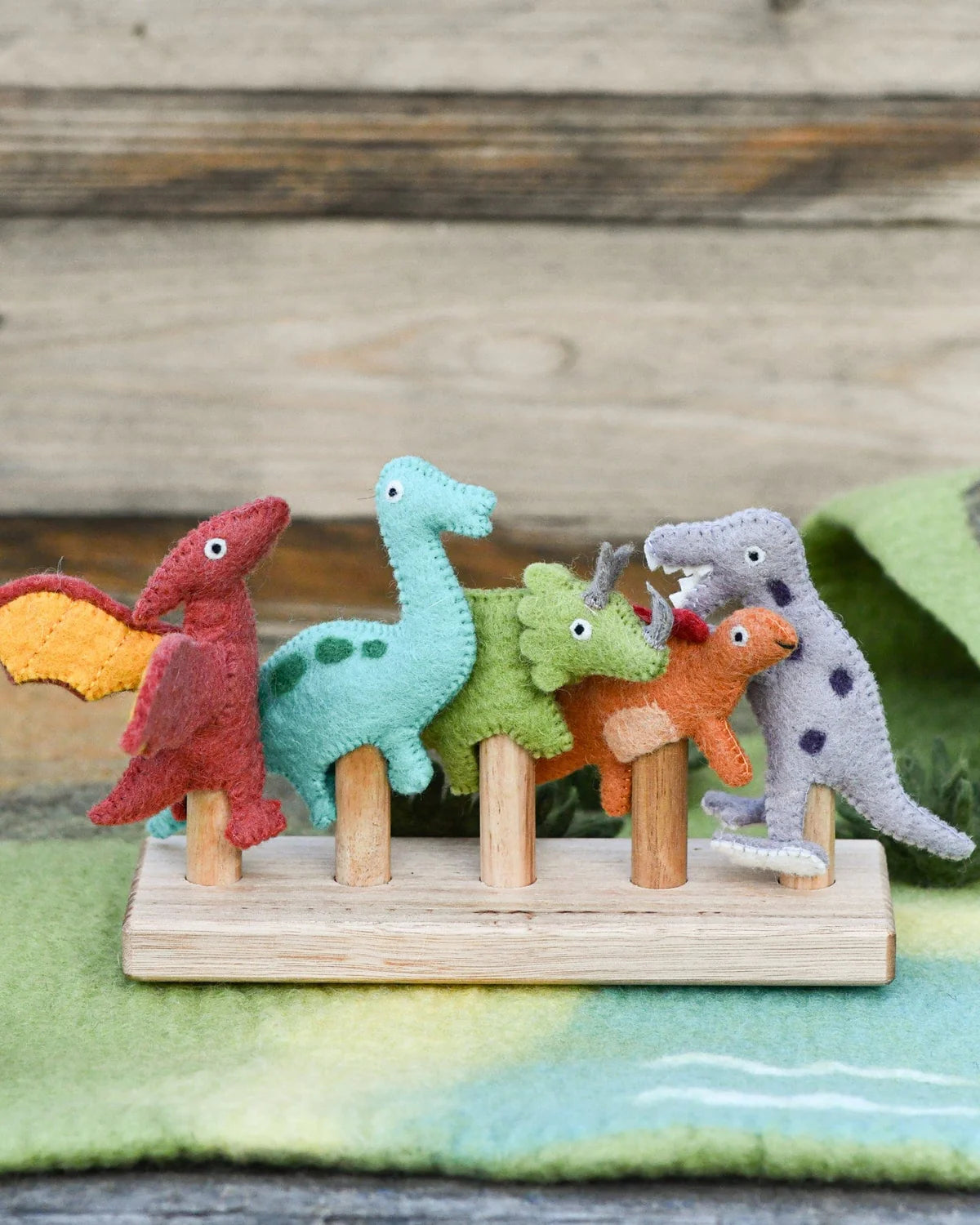 Dinosaur Felt Finger Puppet Set - Tara Treasures