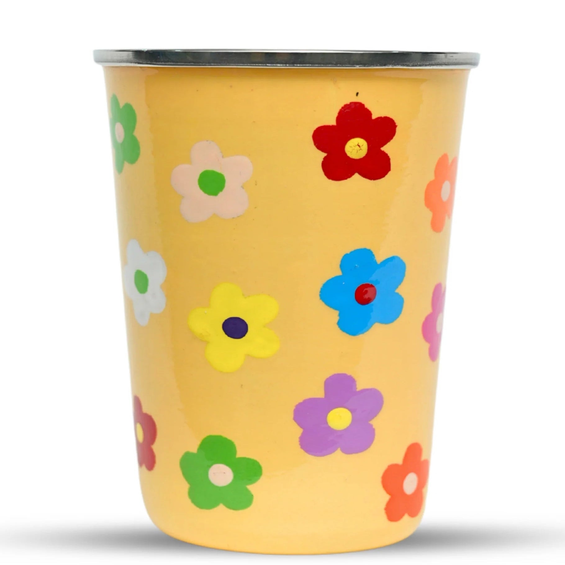yellow daisies stainless steel tumbler cup for camping outdoor by picnic folk