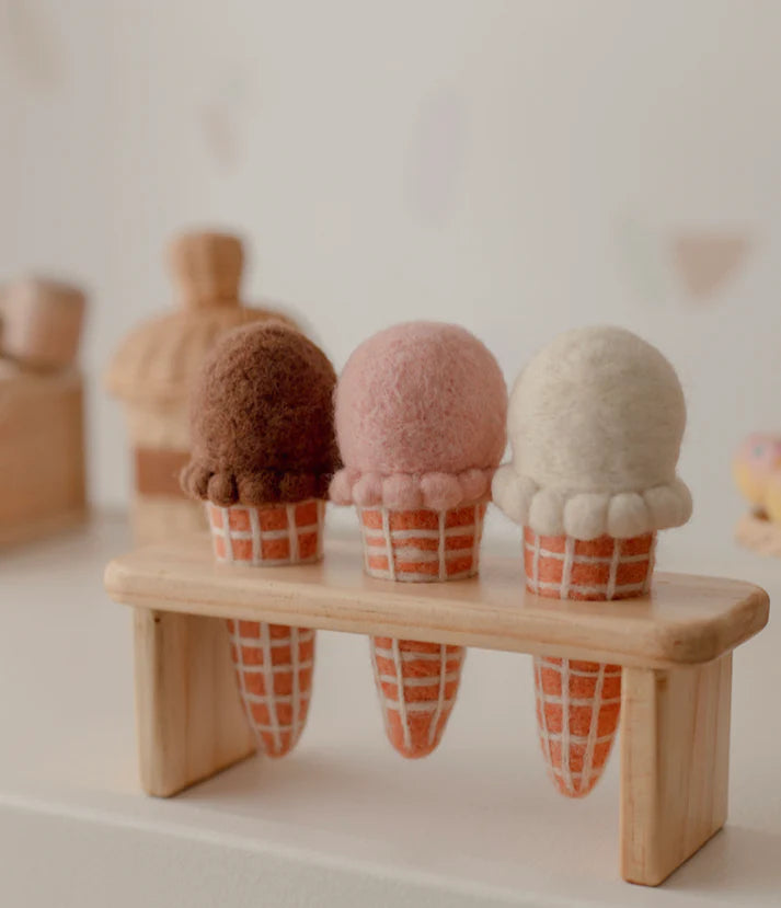 Chocolate Ice-Cream Cone Felt Food - Juni Moon