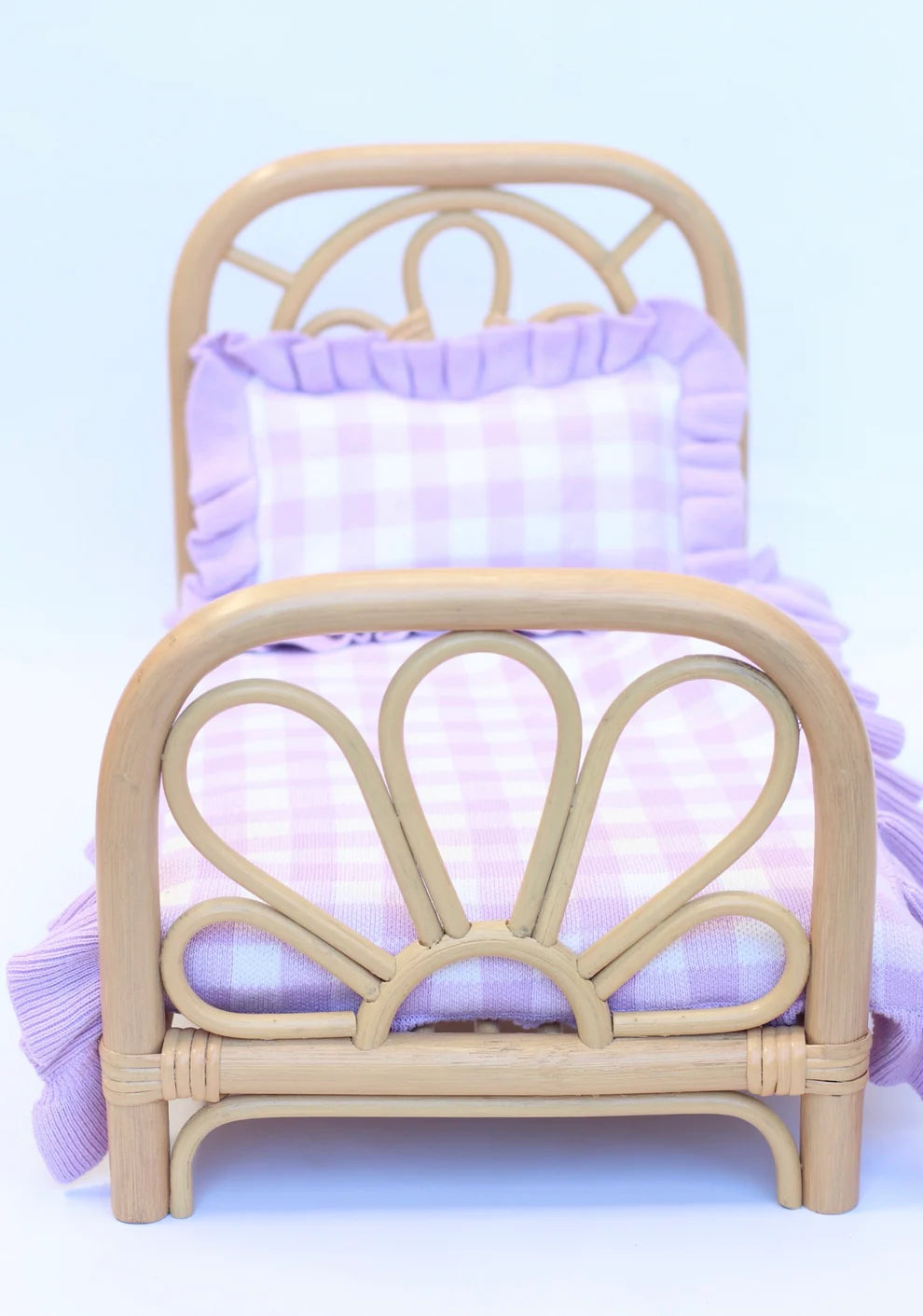 Lilac Gingham Doll Bedding Set - SALLI Collective